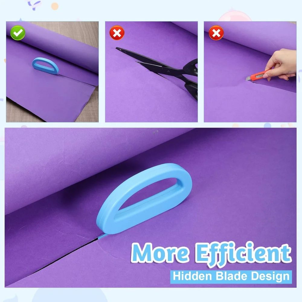 SafeSlide Portable Wrapping Paper Cutter Concealed Blade Gift Wrap Cutter For Fast Straight Cuts 4