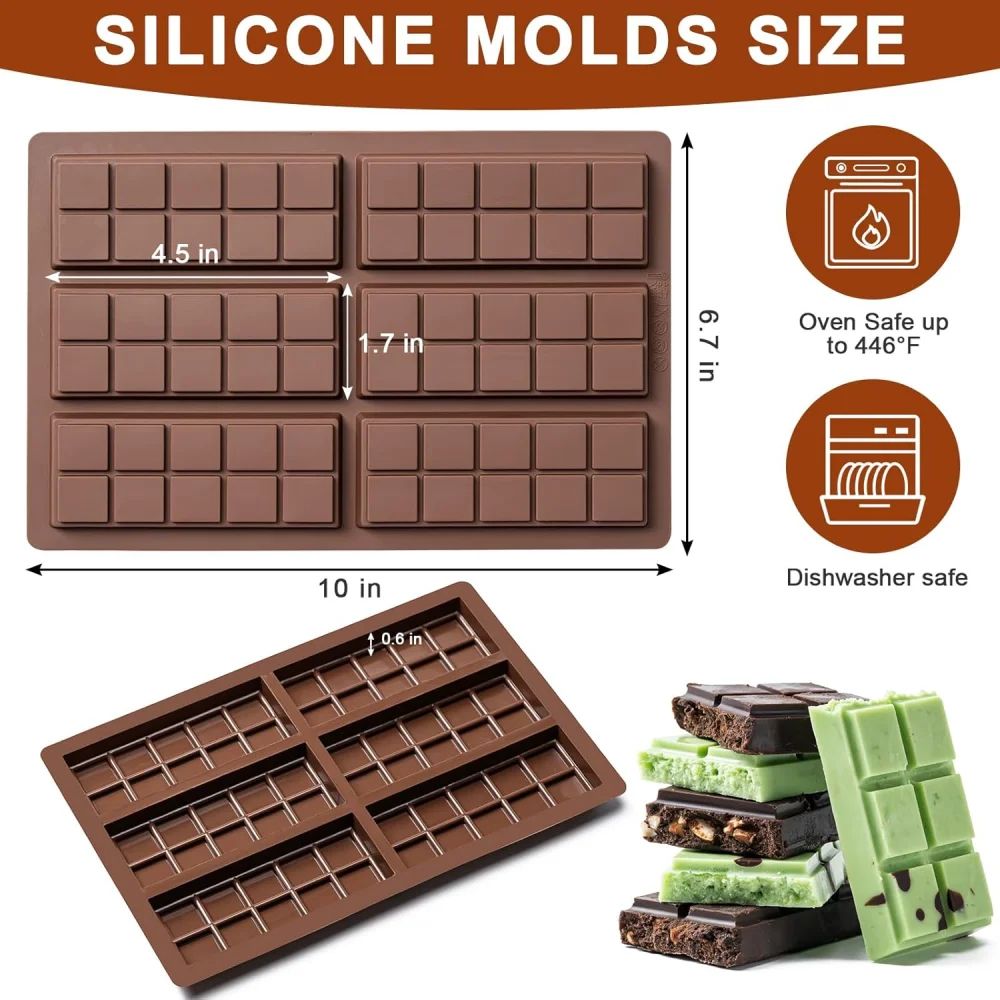 Deep Silicone Chocolate Bar Mold For Stuffed Dubai Pistachio Bars FoodGrade NonStick 1
