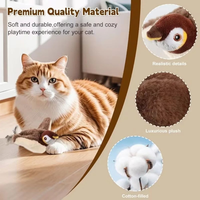 Rechargeable Flapping Sparrow Interactive Cat Toy With Touch Activation 4