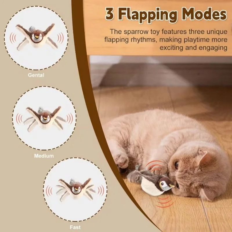 Rechargeable Flapping Sparrow Interactive Cat Toy With Touch Activation 5
