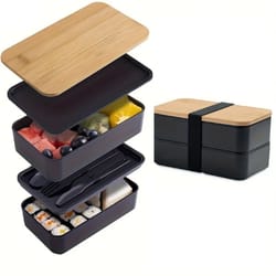 adult bento lunch box 2-tier meal prep container with cutlery – microwave safe, dishwasher-friendly (1200ml)