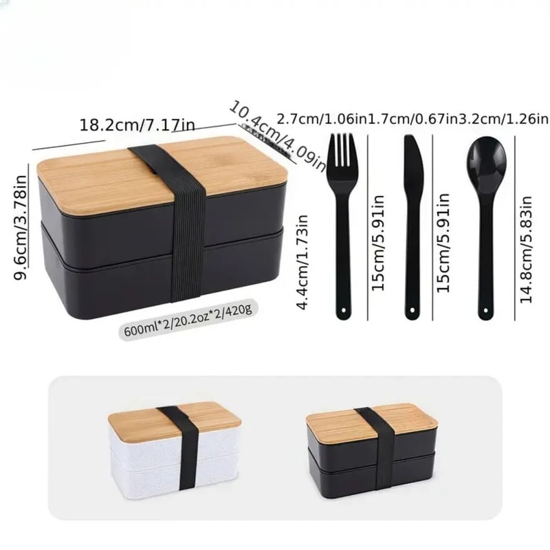 Adult Bento Lunch Box 2Tier Meal Prep Container With Cutlery Microwave Safe DishwasherFriendly 120 1