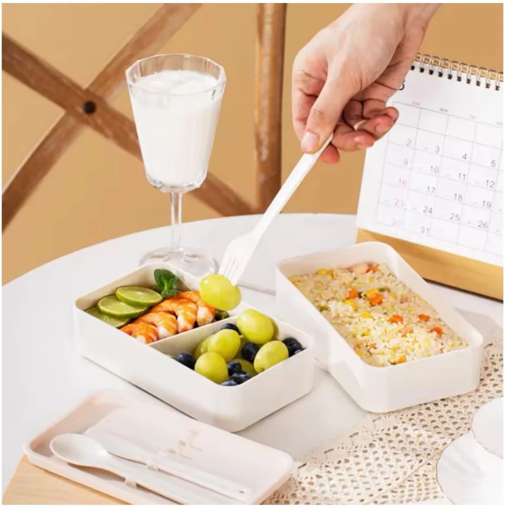 Adult Bento Lunch Box 2Tier Meal Prep Container With Cutlery Microwave Safe DishwasherFriendly 120 2