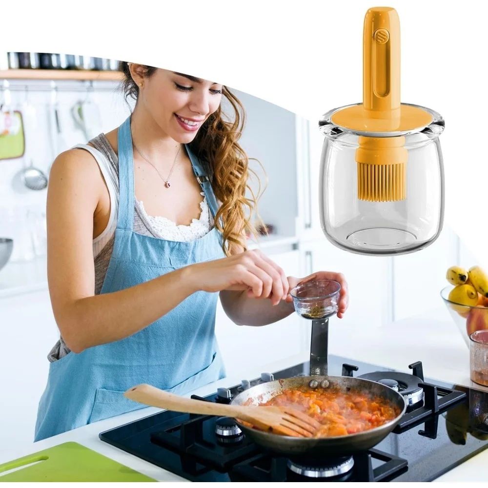 2in1 Oil Dispenser With Brush For Cooking Grilling Detachable Silicone Basting Brush Bottle For O 2