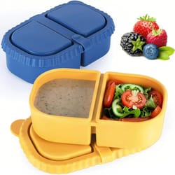 leakproof silicone snack container with lids – reusable double-compartment snack box (foldable, travel-ready)