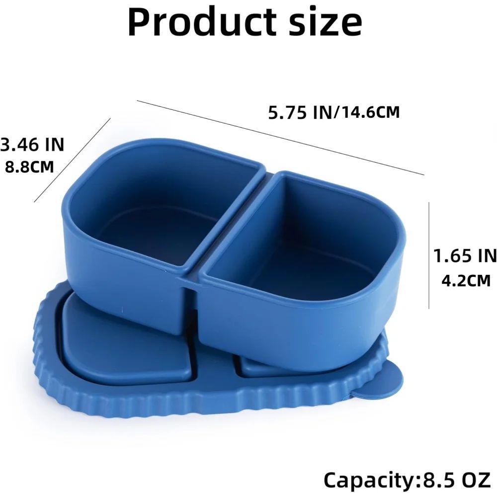 Leakproof Silicone Snack Container With Lids Reusable DoubleCompartment Snack Box Foldable TravelR 1