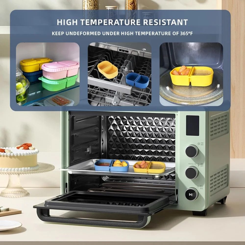 Leakproof Silicone Snack Container With Lids Reusable DoubleCompartment Snack Box Foldable TravelR 3