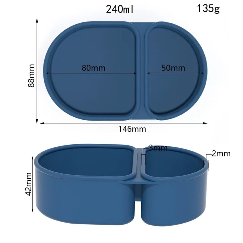 Leakproof Silicone Snack Container With Lids Reusable DoubleCompartment Snack Box Foldable TravelR 8