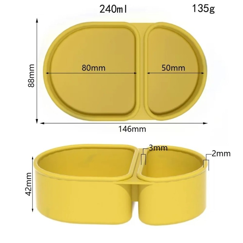 Leakproof Silicone Snack Container With Lids Reusable DoubleCompartment Snack Box Foldable TravelR 6