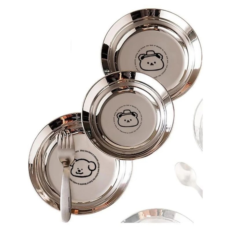 Stainless Steel Mini Round Plates Portion Control Unbreakable Dishwasher Safe 0