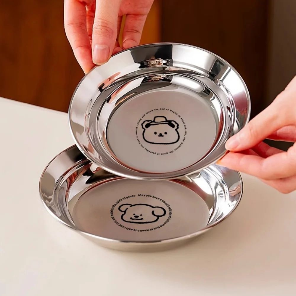 Stainless Steel Mini Round Plates Portion Control Unbreakable Dishwasher Safe 2