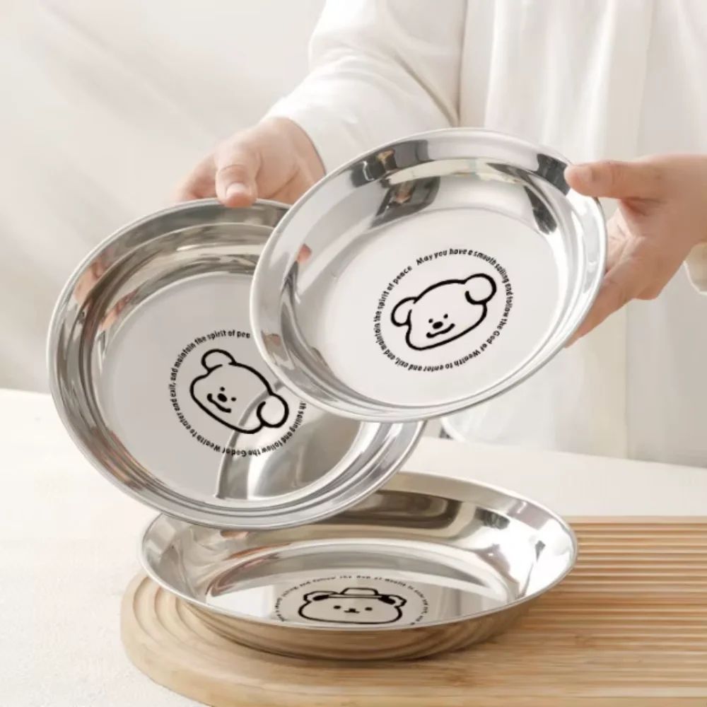 Stainless Steel Mini Round Plates Portion Control Unbreakable Dishwasher Safe 4