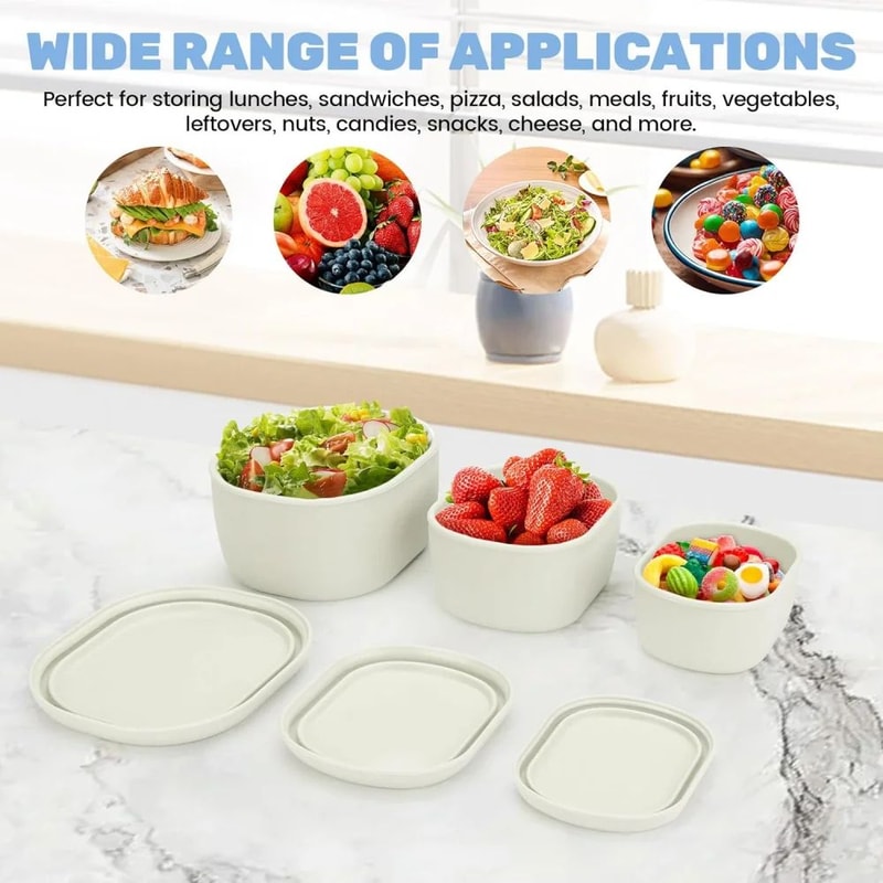 Large Reusable Silicone Food Storage Container With Airtight Lid BPAFree Dishwasher Fridge Safe 4