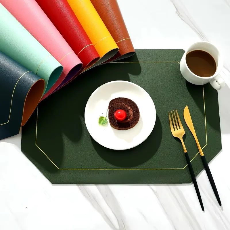 Reversible Leather Placemats Set 14pcs DoubleSided NonSlip Waterproof HeatResistant Table Mats 1
