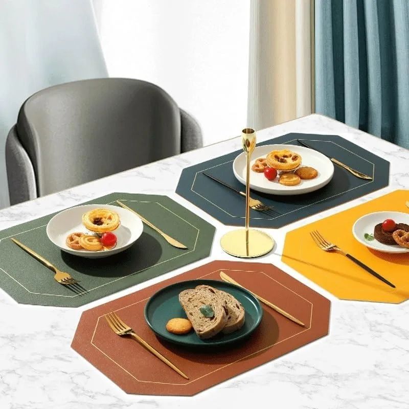 Reversible Leather Placemats Set 14pcs DoubleSided NonSlip Waterproof HeatResistant Table Mats 5