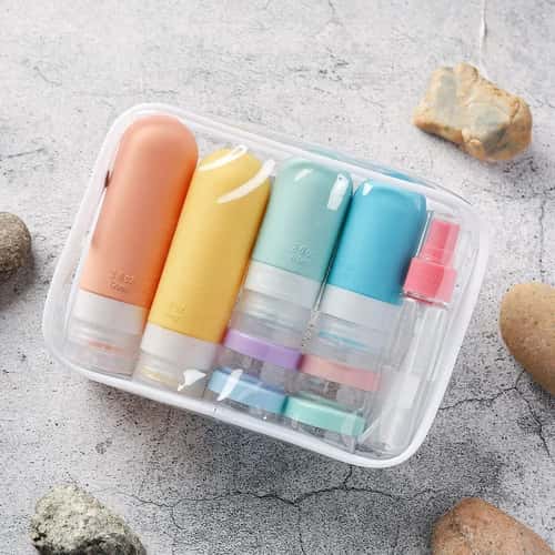 TSA-Approved 16-Piece Leak-Proof Silicone Travel Bottle Set – Refillable Toiletry Containers with Jars, Sprayers & Carry