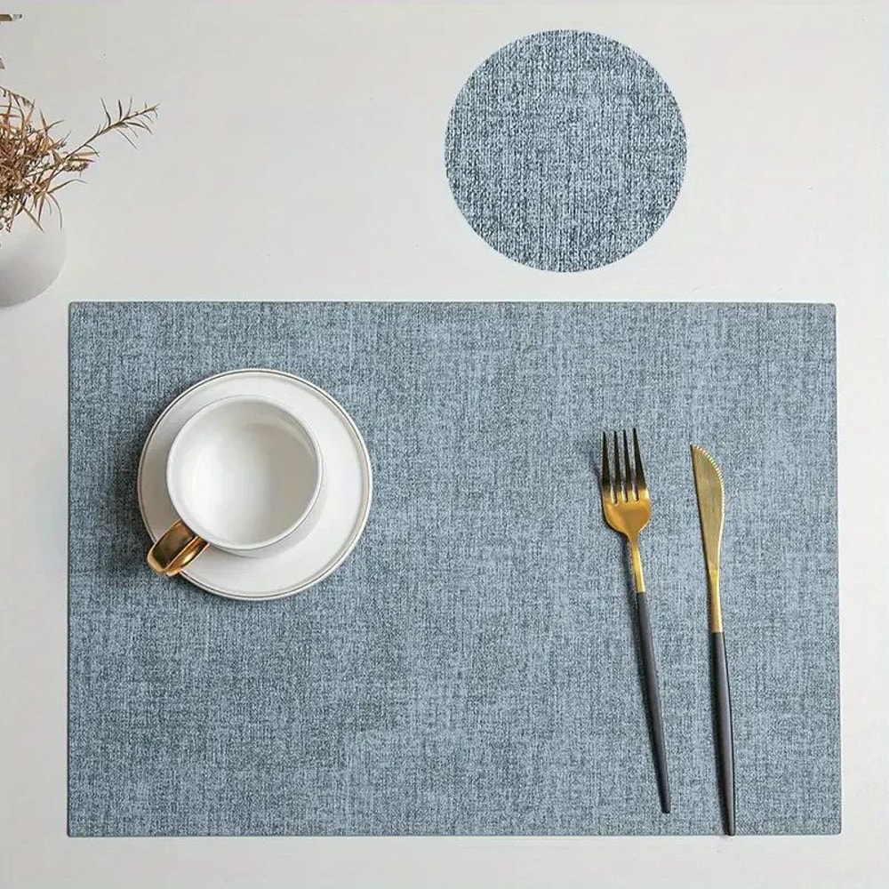 PU Leather Placemat Set Waterproof Washable Table Mats EasyClean Decorative Placemats For Home Re 8