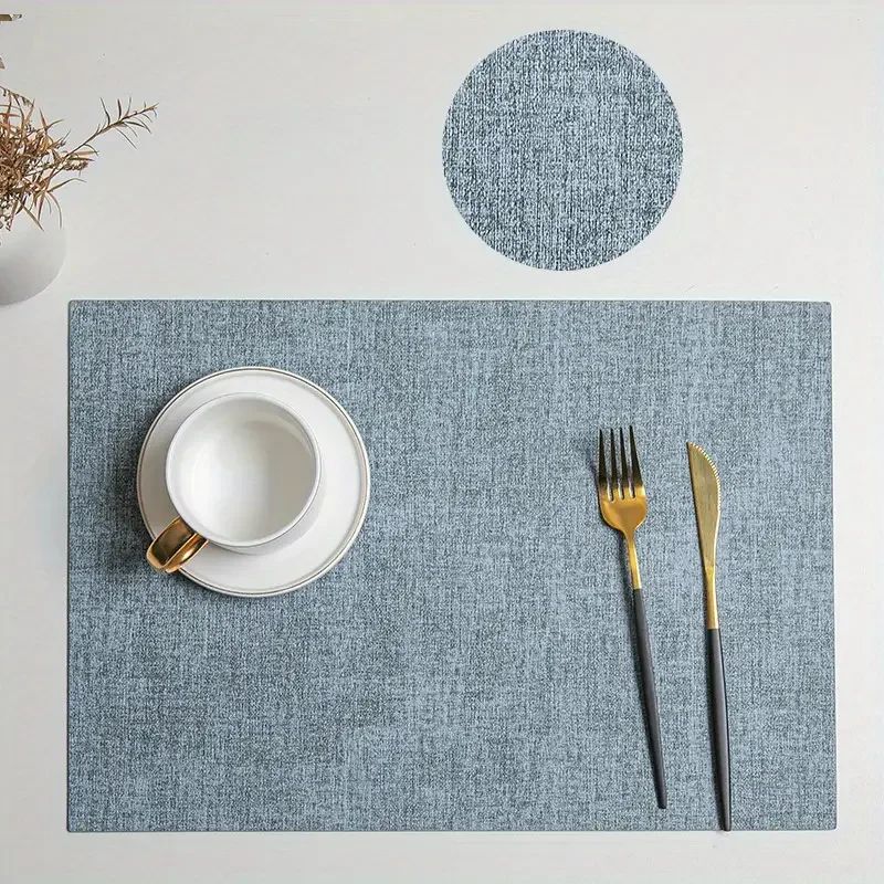 PU Leather Placemat Set Waterproof Washable Table Mats EasyClean Decorative Placemats For Home Re 8