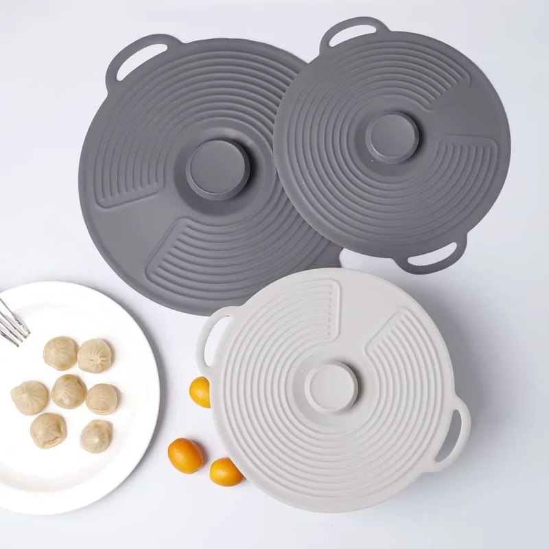 Reusable Silicone Bowl Lids Microwave Splatter Cover Set HeatResistant Suction Covers For Pots Pan 2