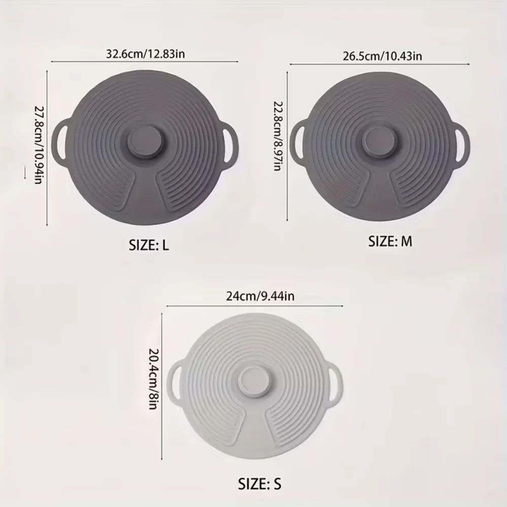Reusable Silicone Bowl Lids Microwave Splatter Cover Set HeatResistant Suction Covers For Pots Pan 3