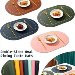 faux leather placemats – double sided, washable, non-slip table mats for stylish dining