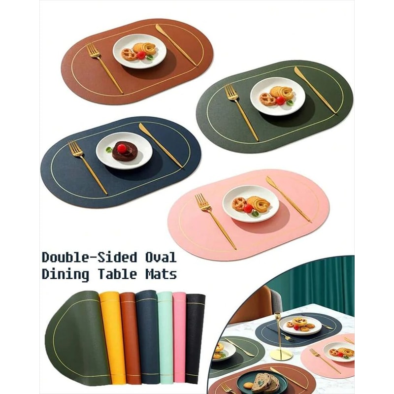 Faux Leather Placemats Double Sided Washable NonSlip Table Mats For Stylish Dining 0