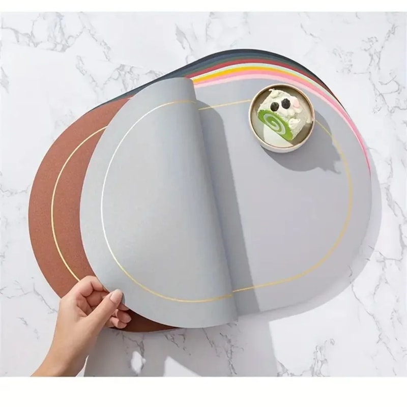 Faux Leather Placemats Double Sided Washable NonSlip Table Mats For Stylish Dining 3