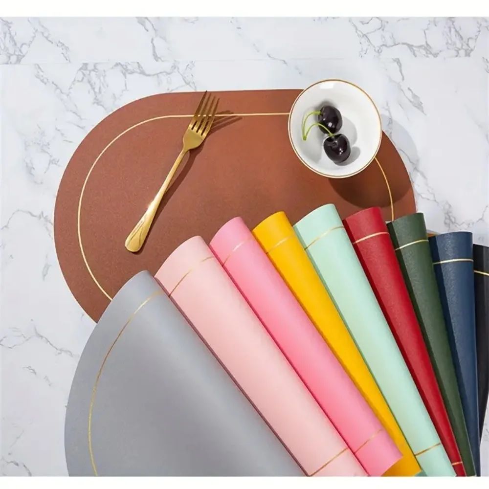 Faux Leather Placemats Double Sided Washable NonSlip Table Mats For Stylish Dining 4