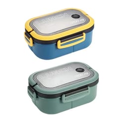 leak proof bento box for kids – 2 layer kids lunch box with cutlery, microwave safe food container