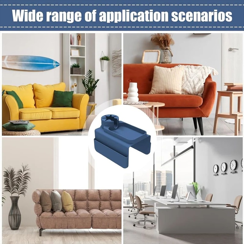 Silicone Couch Cup Holder Tray With Side Pockets AntiSlip Sofa Armrest Tray Couch Arm Organizer 5