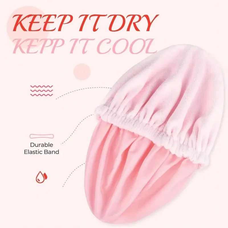 Waterproof Shower Cap With Microfiber Drying Lining Satin Shower Cap For Dry FrizzFree Hair 1