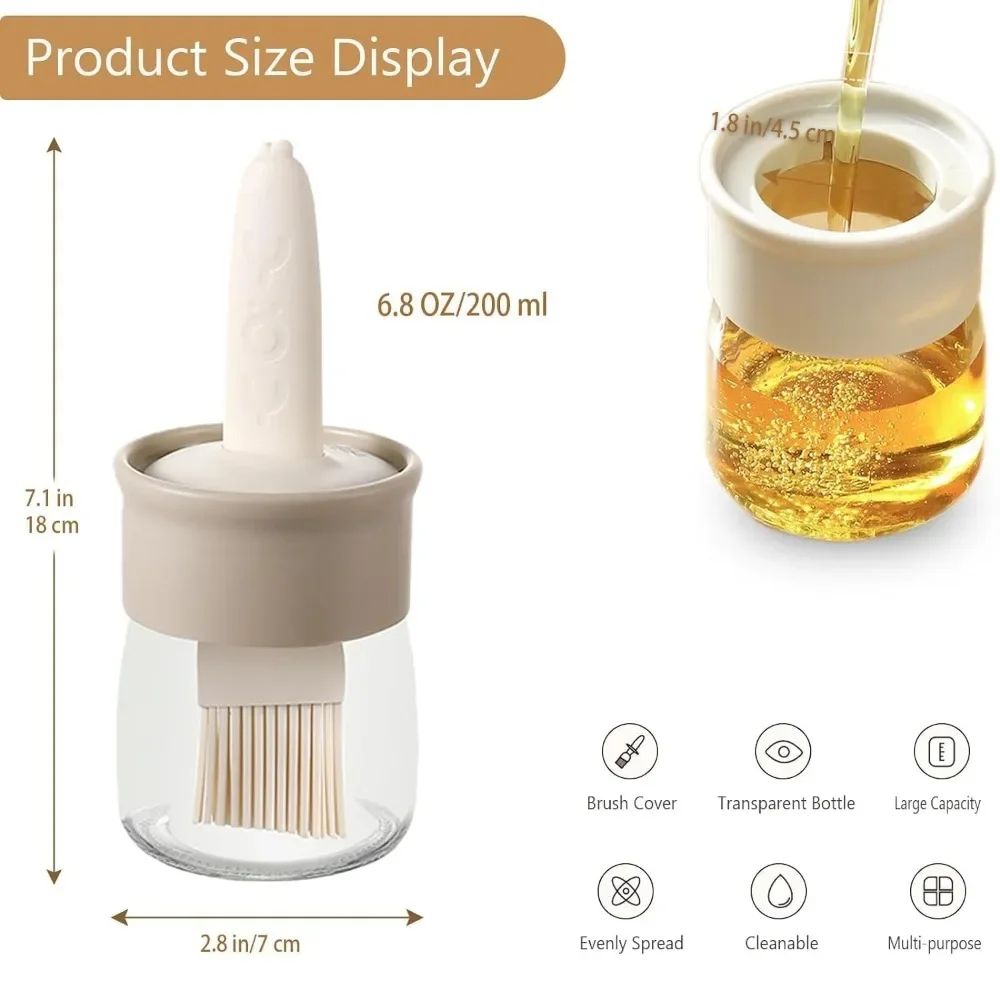 2in1 Oil Dispenser Bottle With Brush HeatResistant Silicone Basting Brush MessFree Cooking Oil Bot 1