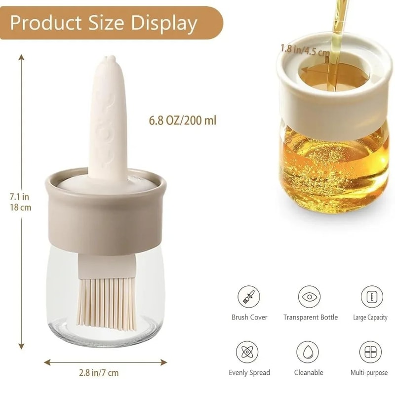 2in1 Oil Dispenser Bottle With Brush HeatResistant Silicone Basting Brush MessFree Cooking Oil Bot 1