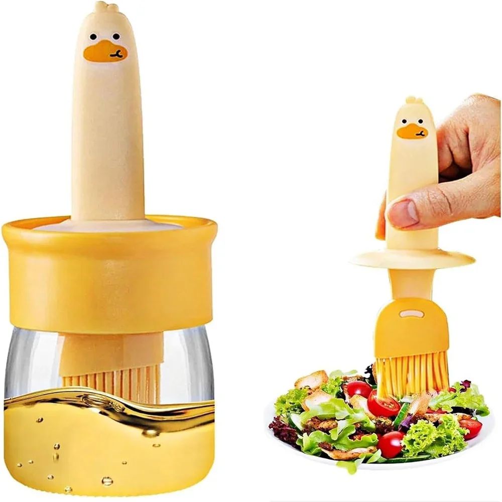 2in1 Oil Dispenser Bottle With Brush HeatResistant Silicone Basting Brush MessFree Cooking Oil Bot 5