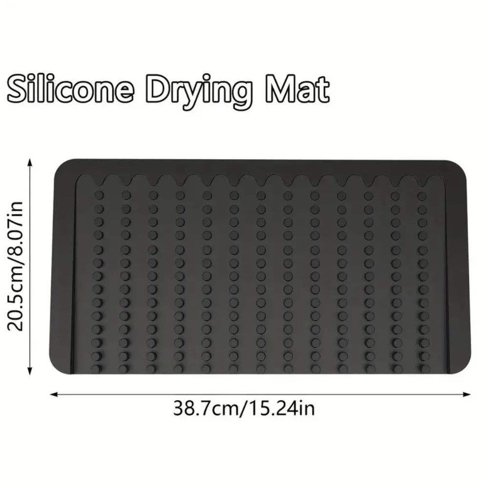 Sloped Silicone Dish Drying Mat DripFree Kitchen Counter Drying Pad HeatResistant NonSlip Drain Ma 1