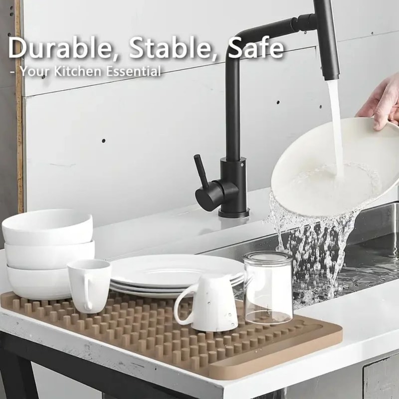 Sloped Silicone Dish Drying Mat DripFree Kitchen Counter Drying Pad HeatResistant NonSlip Drain Ma 2