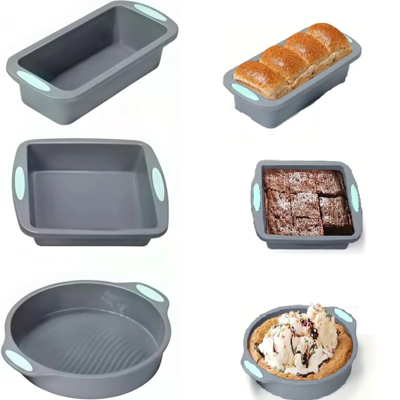 MetalReinforced Silicone Cake Pan Set Nonstick Round Cake Mold For EasyRelease Layer Cakes Cheese 0