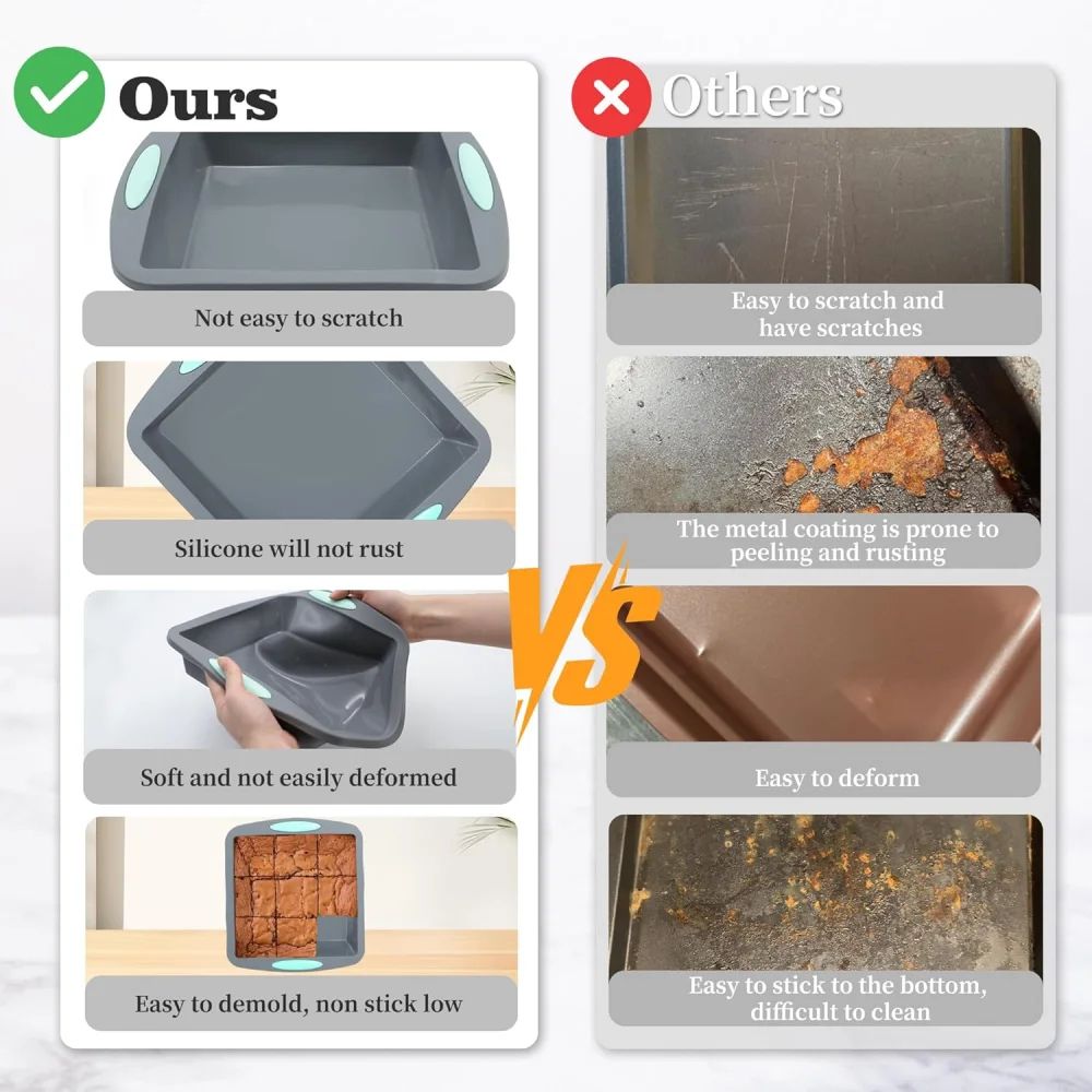 MetalReinforced Silicone Cake Pan Set Nonstick Round Cake Mold For EasyRelease Layer Cakes Cheese 2