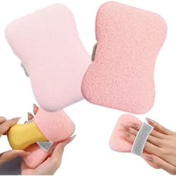exfoliating bath sponge body scrubber with soap saver bag and wrist strap