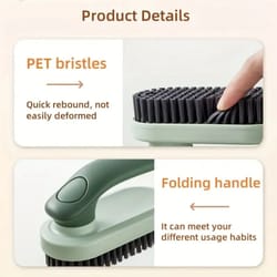 foldable soft bristle laundry & shoe cleaning brush with ergonomic handle