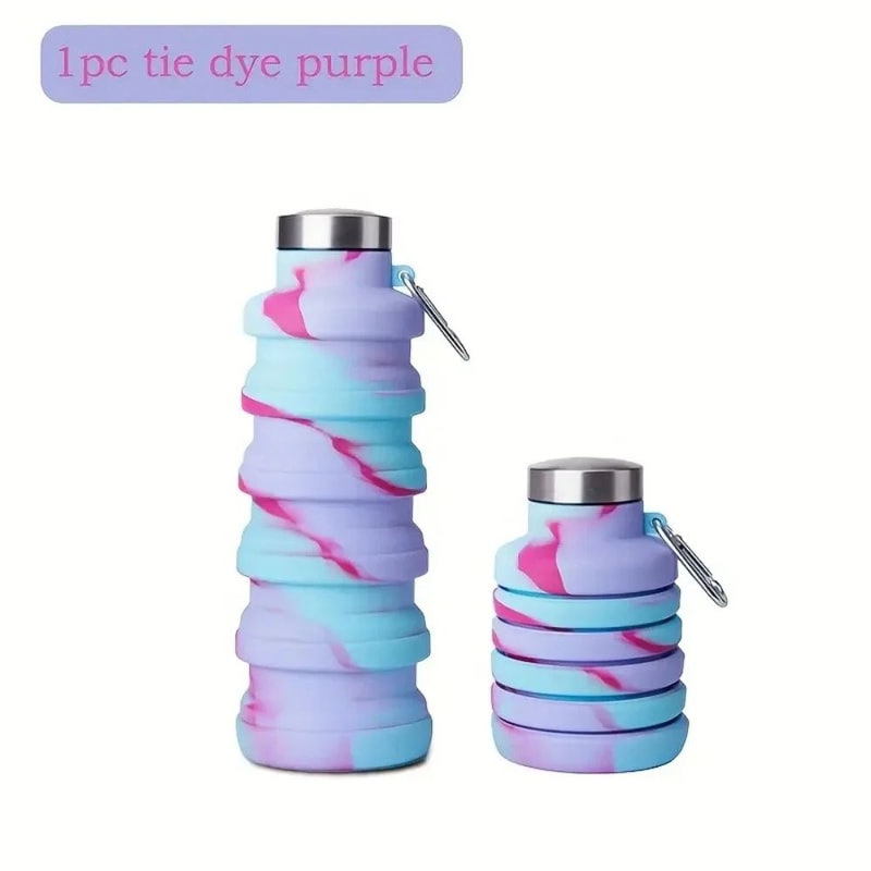 Collapsible Silicone Water Bottle BPAFree Foldable Leakproof Travel Bottle For Hiking Gym Everyda 7