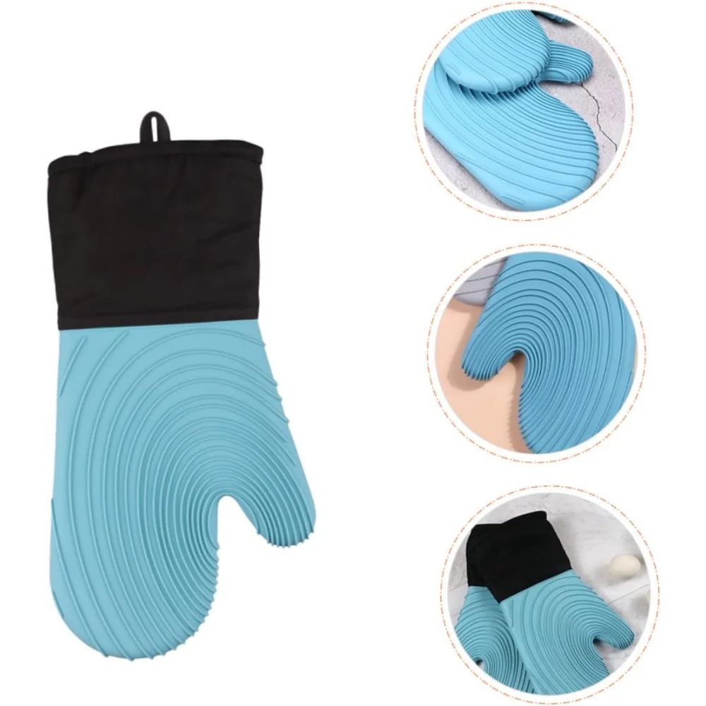 ExtraLong Silicone Oven Mitts HeatResistant BPAFree Cooking BBQ Gloves EasyClean NonSlip Grip 0