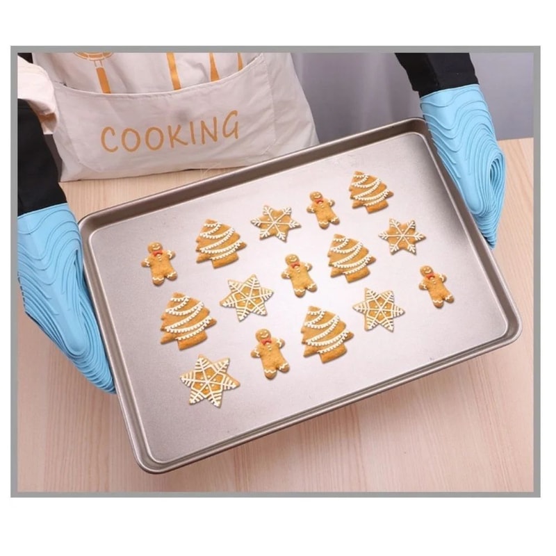 ExtraLong Silicone Oven Mitts HeatResistant BPAFree Cooking BBQ Gloves EasyClean NonSlip Grip 5