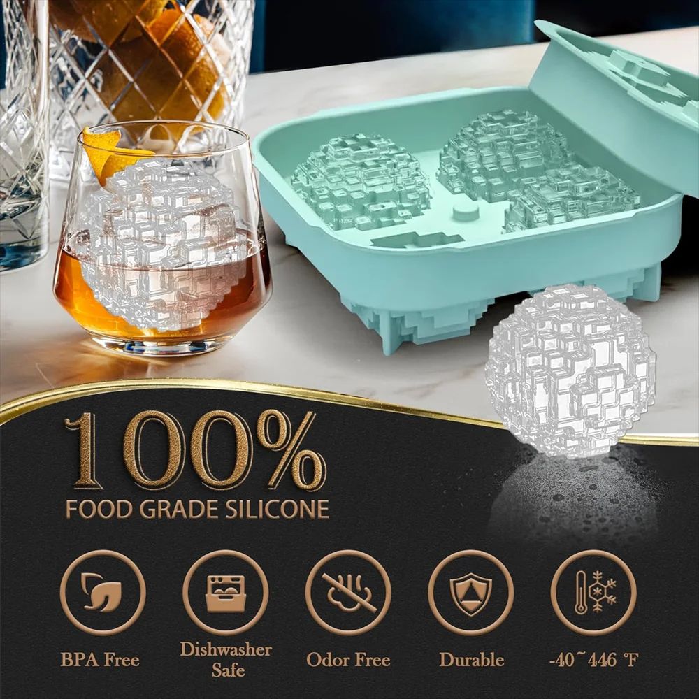 Large Silicone Ice Cube Mold With Lid Jumbo Whiskey Ice Cube Maker For Bourbon Cocktails 2