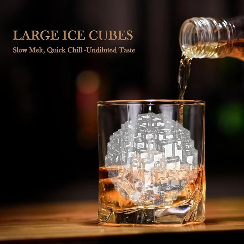 Large Silicone Ice Cube Mold With Lid Jumbo Whiskey Ice Cube Maker For Bourbon Cocktails 3
