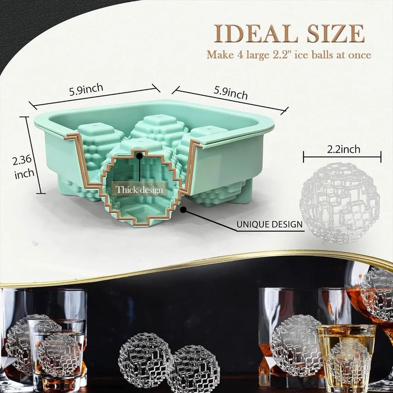 Large Silicone Ice Cube Mold With Lid Jumbo Whiskey Ice Cube Maker For Bourbon Cocktails 5