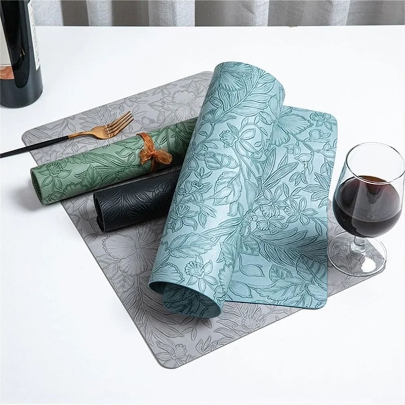 TwoTone Faux Leather Placemats Reversible HeatResistant WipeClean Table Mats For Modern Dining 2