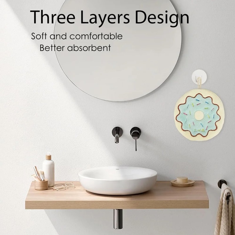 QuickDrying Coral Fleece Hanging Hand Towel Cute Absorbent Towel For Kitchen Bathroom 5