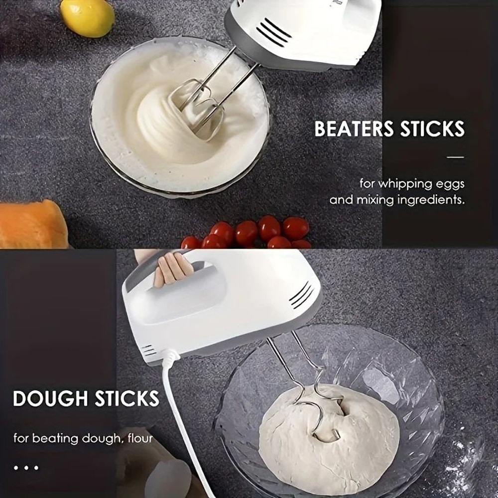 PowerWhisk Electric Hand Mixer With Spiral Whisk Dough Hooks 4