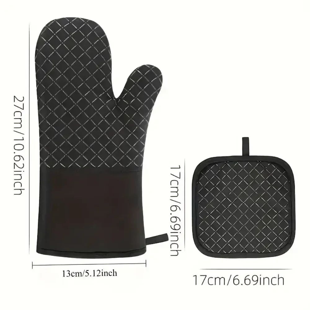 500F Heat Resistant Oven Mitts Pot Holders Set NonSlip Silicone Oven Gloves 4Piece Kitchen Safety 1